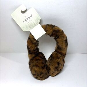 Aspen Earmuffs Women OS Brown New Leopard Faux Fur Winter Accessory